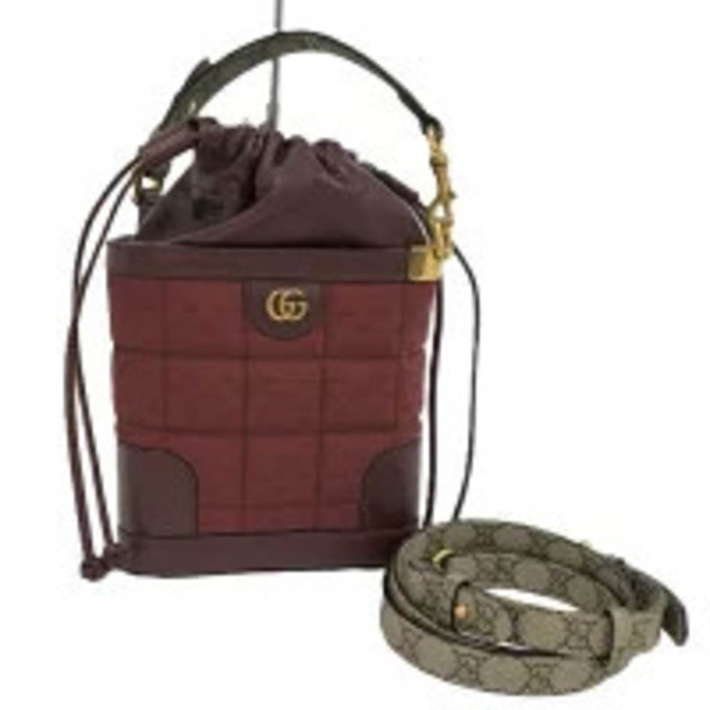 Gucci shoulder bag leather canvas Bordeaux Purple